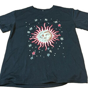 Sun and moon black shirt- small